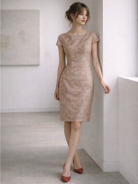 Dusty Rose Lace Midi Dress